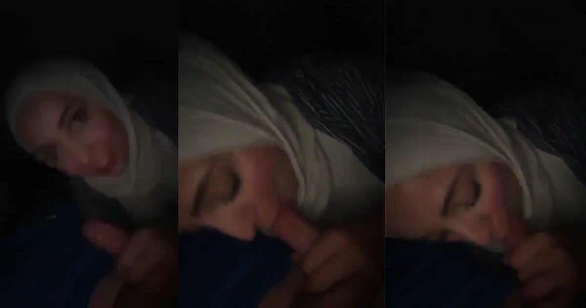 Hijabi girl giving head in car